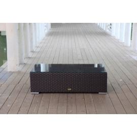 Möbel Gartenmöbel Rattanmöbel Shangrila braun Bank mit Glasplatte