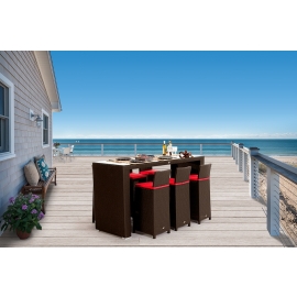 Möbel Gartenmöbel Rattan Barset, 6 Barhocker Sylt, braun