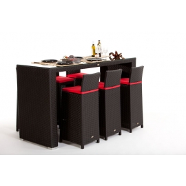 Möbel Gartenmöbel Rattan Barset, Barhocker Sylt, braun