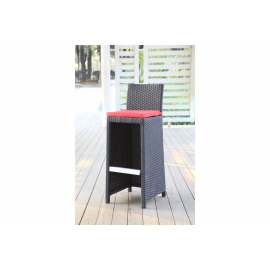 Möbel Rattan Barhocker Sylt schwraz, mit Polster