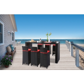 Möbel Rattan Bar Set Sylt schwarz