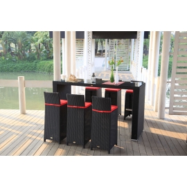 Möbel Rattan Bar Set Sylt, schwarz