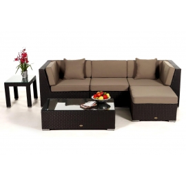 Murano Lounge schwarz Stoffbezug sandbraun