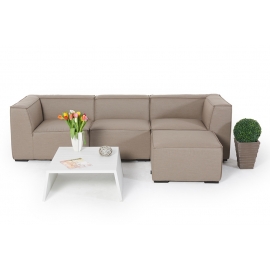 Outdoor Lounge mit Fusshocker Sunday sandbraun