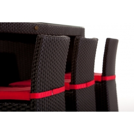 Rattanbar Barset VIP schwarz, Barstühle mit Lehne