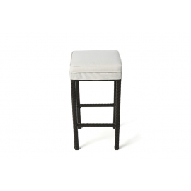 Rattan Bar schwarz Robinson Barhocker mit Sitzpolster beige