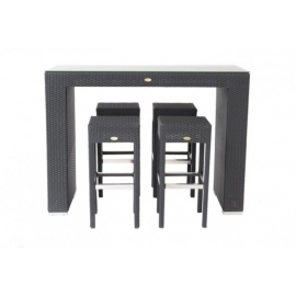 Rattan Bar Wales Barset mit Hocker