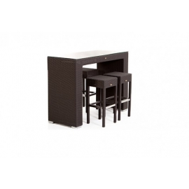 Rattan Bar Wales mit 4 Barhocker