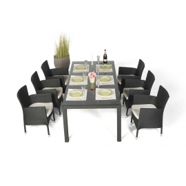  Rattan Esstisch Flora Essgruppe schwarz