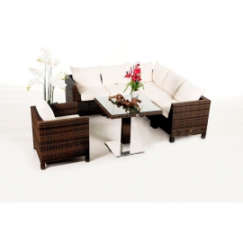 Rattan Gartentisch Set Darling mix braun