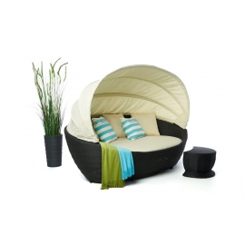 Rattan Gartenliege Hawaii schwarz