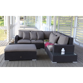 Rattan Gartenmöbel Ecklounge Venezia Bank mit Polster