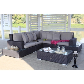 Rattan Gartenmöbel Ecklounge Venezia braun