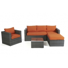 Rattan Gartenmöbel Rattanmöbel Stoffbezug orange