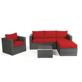 Rattan Gartenmöbel Rattanmöbel Stoffbezug rot