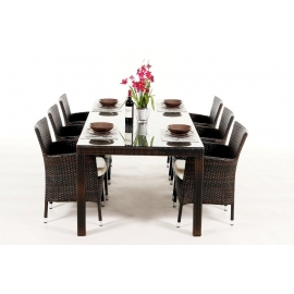Rattan Gartentisch Flora 220 mixbraun