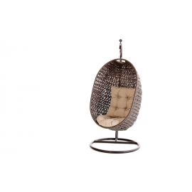 Rattan Hängesessel Rattanmöbel Coco braun, Polster sandbraun