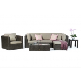 Rattan Lounge 3er Gartenmöbel Arizona mit Gartenkissen