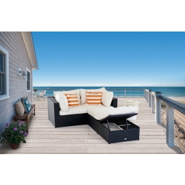 rattan lounge bali klein schwarz