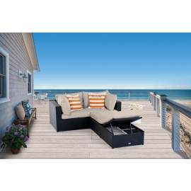 rattan lounge bali polsterbezugsset sandbraun