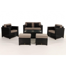 Rattan Lounge Dallas Luxus Stoffbezug sandbraun