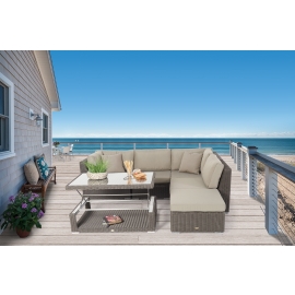 Rattan-Lounge Dining braun Elli Esstisch oben