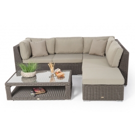 Rattan Lounge Dining braun Elli mit Deko Kissen