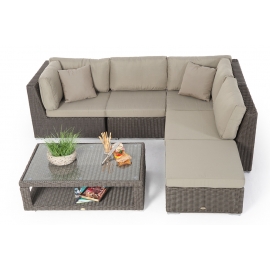 Rattan Lounge Dining braun Elli mit Komfort Polster