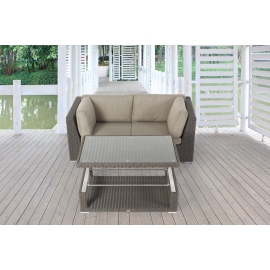 Rattan Lounge Dining braun Grace für 2 Personen