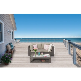 Rattan Lounge Dining braun Grace mit Garten Deko