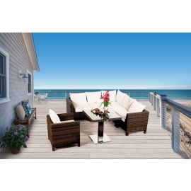 Rattan Lounge Dining Darling Ecklounge mix braun