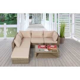 Rattan Lounge Dining natrual Elli Esstisch höhenverstellbar
