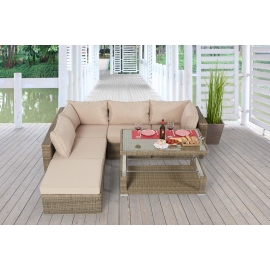 Rattan Lounge Dining natural Elli für draussen