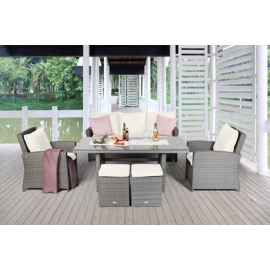 Rattan Lounge Dining Wilma Polsterbezug beige