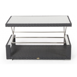 Rattan Lounge Dining schwarz Esstisch oben