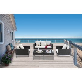 Rattan Lounge Ela Deluxe Rattanmöbel graubraun