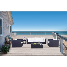 Rattan Lounge Garten Lounge - President Polster Bezug Beige