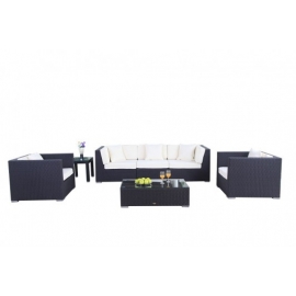 Rattan Lounge Garten Lounge President Polster Bezug beige