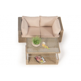 Rattan Lounge Grace natural Polster sandbraun