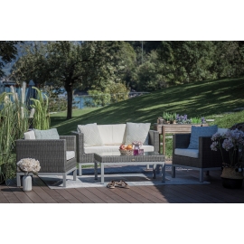Rattan Lounge graubraun