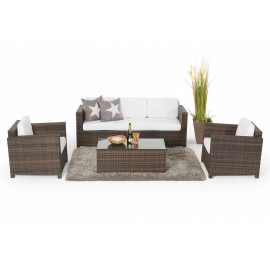 Rattan Lounge Madison braun Gartenmöbel-Set