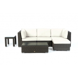 Rattan Lounge Mumbai Stoffbezug beige
