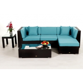 Rattan Lounge Rattan Gartenmöbel Kissenbezug aqua