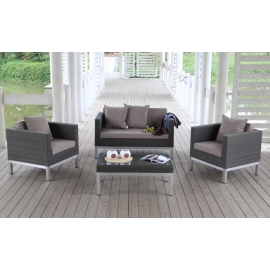 Rattan Lounge Sofa, Lounge Opera graubraun