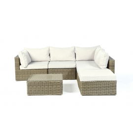 rattan lounge texas natural round stoffbezug beige