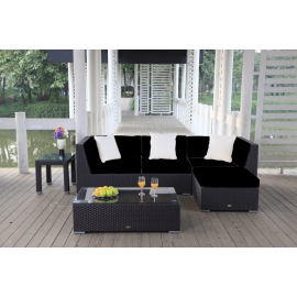 Rattanmöbel Murano Stoffbezug schwarz
