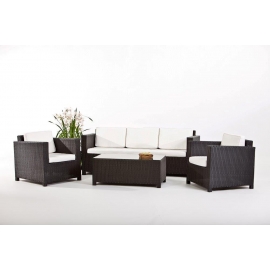 Rattanmöbel Rimini schwarz Bezug beige