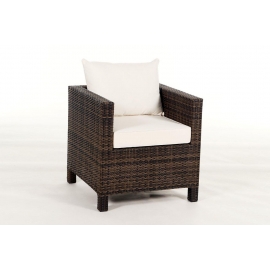 Rattan Sessel mixbraun mit Sitzkissen beige
