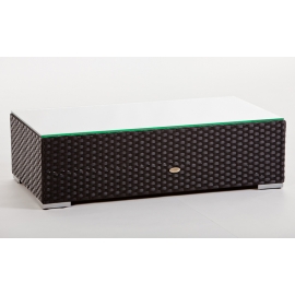 Rattan Sitzbank mit Glasplatte Karibik schwarz