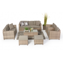 Rattan Sofas Madison Set natural Polster sandbraun